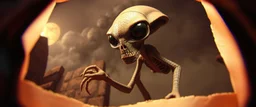 3d airbrush render, alien dodo , pinhole cam, airbrush 3d rendering, in the style of Titian and Dali , torn edges on border