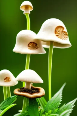 Weed and mushroom tattoo design, highly detailed close up shot, 8k, HDR, clear picture, highly detailed, high resolution