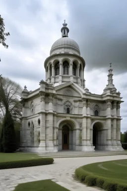 A gray monastery made out if steel painted by Auguste Rodin