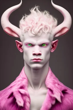 Albino faun young man noble in art deco style pink goat eyes