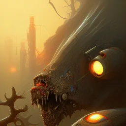 closeup on science vampire, background with dumper truck, book cover, fantasy art, sketch, movie poster