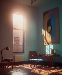 Ultra Realistic abstract Room image, Kandinsky artist style, highly detailed, unreal engine 5, RTX, ultra detail, volumetric lighting, finely drawn, high definition, high resolution.