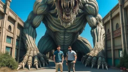 شخص واقف امام وحش مخيف للسفر عبر الزمن