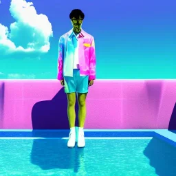 Vaporwave pool person