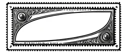 an old engraved stamp with decorative corner elements in the top left and bottom right, inspired by steam locomotive railroad. antique printing