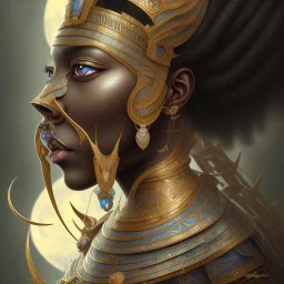 sango fantasy, fantasy magic, intricate, sharp focus, illustration, highly detailed, digital painting, concept art, matte, masterpiece head sexy Indonisian beauty black afro hair earth lady silver tiger head Egyptian princess pyramid