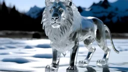 A crystal lion on the ice