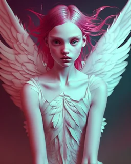 angel painting in the style of marta bevacqua, violent, high delicate defined details, beautiful, atmospheric, rain, matte, 3 d 8 k octane rendered, sharp focus, illustration, holographic undertones, high detail, ultra realistic, highly saturated colors