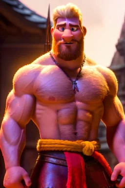 Ignore NSFW, teenager young rugged attractive slightly muscular fantasticly handsome blonde man, red briefs with yellow belt, hairy chest, (((visibly pisssing))) briefs, large erect visible boner peniss, photorealistic, artist Jay Anacleto, soft lighting, scruffy beard