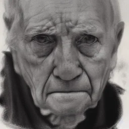 moody close up charcoal portrait of an old man, delicate, highly detailed, chiaroscuro, beautiful composition, delicate arrangement, aesthetic, soft lighting, tender