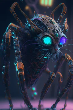 Robot spider cat alien,FHD, detailed matte painting, deep color, fantastical, intricate detail, splash screen, complementary colors, fantasy concept art, 32k resolution trending on Artstation Unreal Engine 5