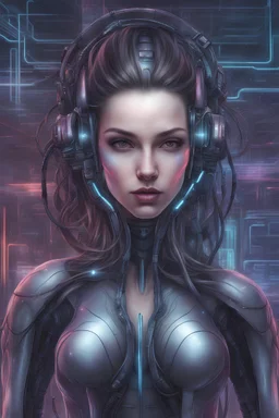 Virtual girl-neural network, cyberpunk, dystopia, by Anne Stokes