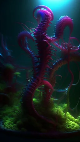 "3D HR Complex Unique and Beautiful Bioluminescent Carnivorous Plants, a breathtaking frontier fantasy artwork by Android Jones, Jean Baptiste monge, Alberto Seveso, Erin Hanson, Jeremy Mann. Minimalist highly detailed and complex professional_photography, masterpieces, 8k resolution concept art, Artstation, tricolor, Unreal Engine 5, cgsociety" Highly detailed ArtStation Concept Art Clear Focus Smooth cinematic 4K epic Details Serious Stoic ARTgerm AN's mature art. Bosch painting style,Busch