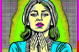 Vintage pop art style of a jewish woman from the torah praying to god