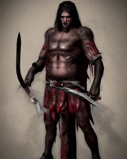 human berserker meaty black hair longsword