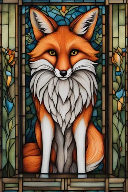 Fox, glass window art, fairy,beautiful, perfect tail, fairy fox,