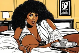 an illustration for the comic "Danger in the bedroom: Pam Grier is Coffy" by Jean-Paul Riopelle