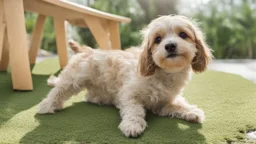 cute dog with eating