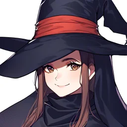 retro style, witch, witch hat, witch robe, expression smiling, portrait