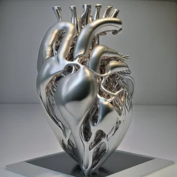 stainless steel sculpture of human flesh-like heart formed by human bodies