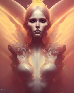 geometric Abstract portrait of burning angel, Anna Dittmann, trending on artstation, fantasy art