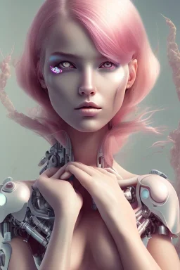 cyborg, pink hair, lena gerke, perfekt eye, real, dream