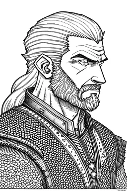 Black and white drawing of Geralt of riveria