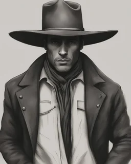 dark cowboy wearing a coat