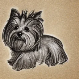 drawing by Salvatore Dali of a Yorkshire terrier sitting on a cushion