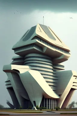 Futuristic Architectural style for building Indias Intelligence Bureau, make it visibly military and intelligence style at the same time similar to Indian Architecture