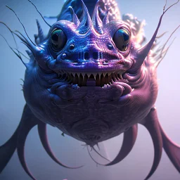 fluid ink angler fish creature, unreal engine 5, 8k resolution, photorealistic, ultra detailed