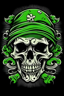 skull and cross bones. green bandana. Represent st patrics day