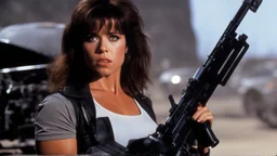 [The Terminator (1984)] Rosie Perez as sarah connor with a big gun