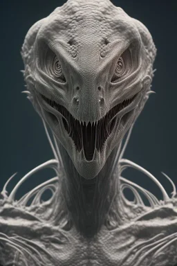 dinosaur alien, head, evil, 8k, finely detailed, photo realistic, HR Giger style