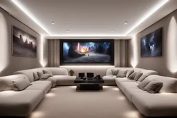 home cinema room with LED lighting in the walls make sure the room is completely symmetrical