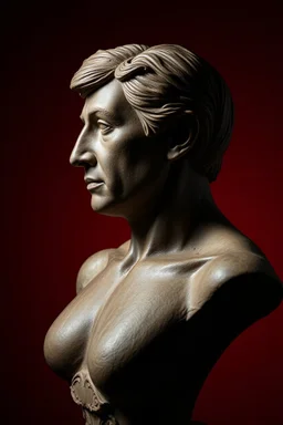 profile large bust Elam musk studio, low lighting, dark red background