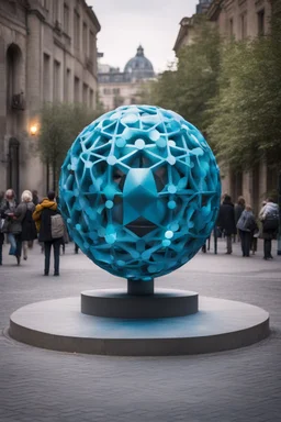 статуя на улице, Шар как атом/молекула: Сделать поверхность шара похожей на модель атома или молекулы, используя геометрические формы, светящиеся элементы или проекцию. . Для этого можно использовать различные геометрические формы, такие как круги, треугольники, шестиугольники и т. д., чтобы создать абстрактное изображение структуры атома или молекулы. Кроме того, возможно использование светящихся элементов, чтобы придать статуе особую магическую атмосферу и привлечь внимание прохожих ночью.
