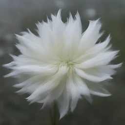 Strange furry white flower, floating