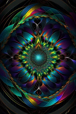 A mesmerizing digital artwork in the fractal style, featuring a kaleidoscope of vibrant colors and intricate geometric patterns, reminiscent of a cosmic journey through a vast and infinite universe. The composition showcases a symphony of interconnected shapes and forms, branching and repeating endlessly, creating a sense of boundless energy and mathematical harmony. The colors range from deep, rich hues to ethereal pastels, blending and swirling together in a mesmerizing dance of light and pigm