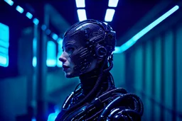 cyber-borg human, Lush void, imperfection, natural lighting, cinematic, Fuji Film, Anamorphic lens, 2040s, deep depth of field, Solarpunk