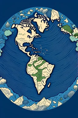 the earth as a mountain with all the oceans joined into one big sea on the bottom, perfectly symmetrical and geographically aligned