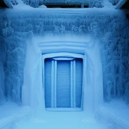 ethereal winter flowers, carved ice door at the end of ice steps, magical atmosphere, Renato muccillo, Andreas Rocha, Johanna Rupprecht, Beardsley, Unreal render, cinematic blue --aspect 9:16 --s 2500