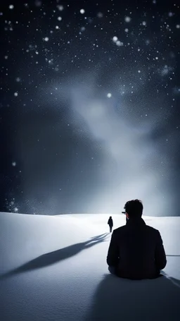 a man dreaming of a girl's shadow with a dark snow effect