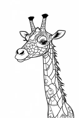 coloring page for kids, giraffe, cartoon style, thick outline, low details, no shading, no color