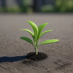 A plant growing out of a crack in the asphalt