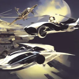 Véhicule volant par Syd Mead