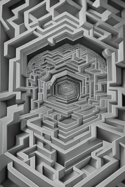 hexagon chrome labyrinth featuring demilich in the style of escher, 8k, trending art