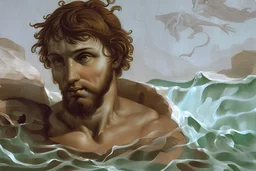 man in camo swim in deep water by andrea del sarto