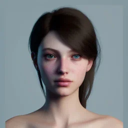 portrait of a beautiful girl looks very details but, hyper realistic, 8k, rtx, refleksi, full body, sort hair, eye ocean blue, no clothes