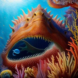 ultra detailed fullbody portrait of RED SEA MONSTER based on movie The Sea Beast(2022) , extremely detailed digital painting, intrincate, extremely detailed face,crystal clear Big eyes, in the style of Simon Bisley, mystical colors , perfectly centered image, perfect composition, rim light, beautiful lighting, 8k, stunning scene, raytracing